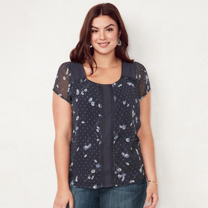 Plus Size Lc Lauren Conrad Textured Dot Top, Women's, Size: 1xl, Lt Purple