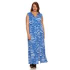 Plus Size Design 365 Printed Surplice Maxi Dress, Women's, Size: 2xl, Blue Other