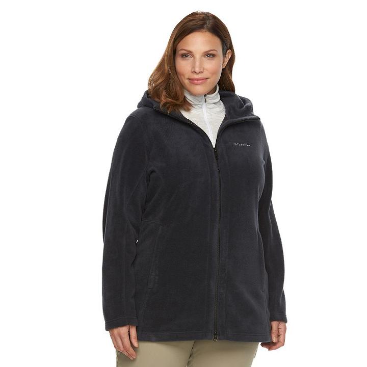 Plus Size Columbia Three Lakes Hooded Long Fleece Jacket, Women's, Size: 3xl, Grey (charcoal)