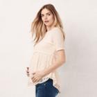 Maternity Lc Lauren Conrad Mixed-media Babydoll Top, Women's, Size: L-mat, White Oth