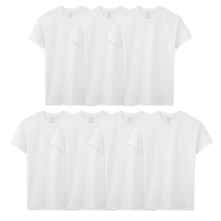 Boys 8-20 Fruit Of The Loom 5-pack + 2 Crew Tees, Size: Small, White