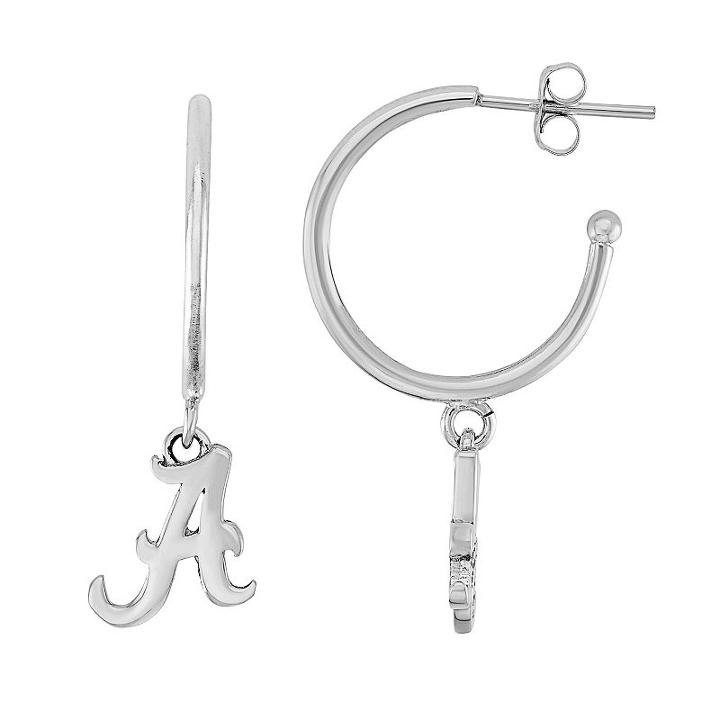 Dayna U Sterling Silver Alabama Crimson Tide Half Hoop Earrings, Women's
