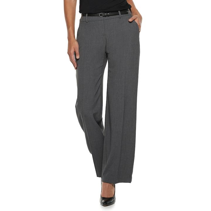 Women's Apt. 9&reg; Curvy Fit Wide-leg Dress Pants, Size: 8 Short, Dark Grey