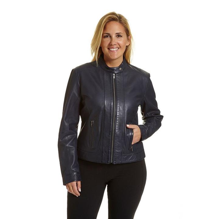 Excelled, Plus Size Leather Scuba Jacket, Women's, Size: 1xl, Blue