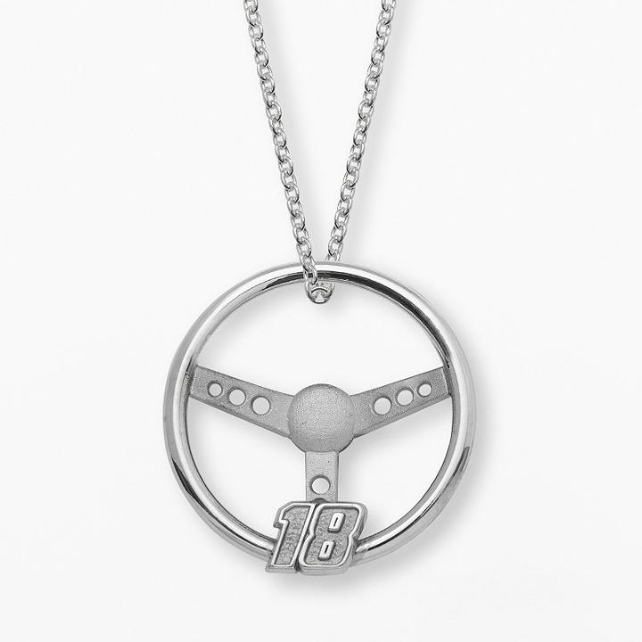 Insignia Collection Nascar Kyle Busch Sterling Silver 18 Steering Wheel Pendant, Adult Unisex, Size: 18, Grey