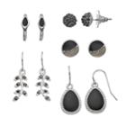 Black Leafy Vine, Fireball & Teardrop Nickel Free Earring Set, Women's