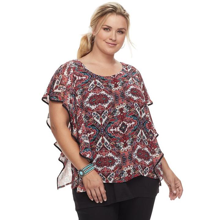 Plus Size Apt. 9&reg; Scroll Popover Top, Women's, Size: 0x, Ovrfl Oth