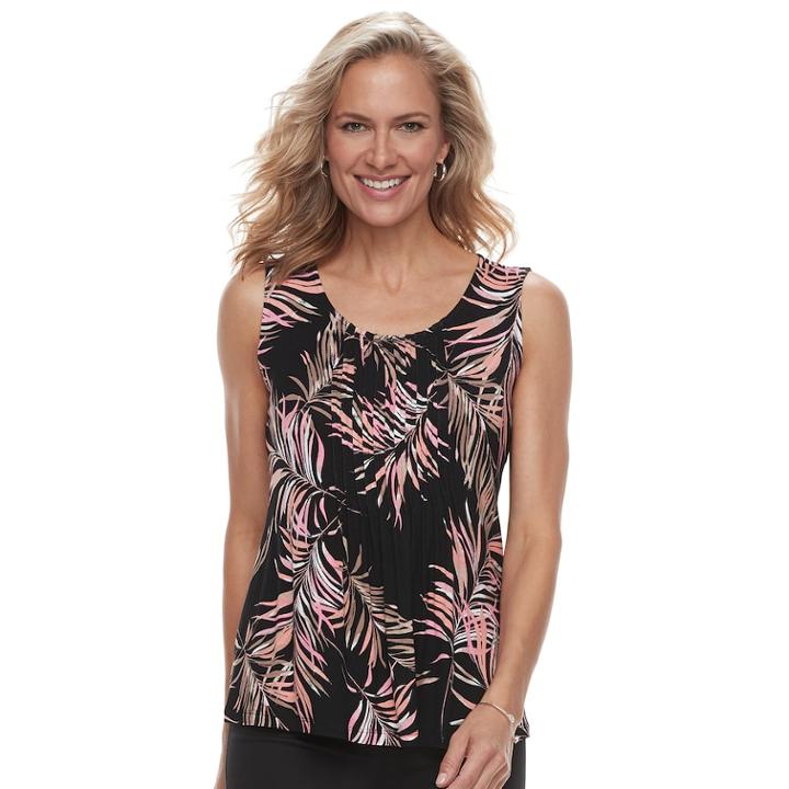 Petite Croft & Barrow&reg; Pintuck Tank, Women's, Size: S Petite, Black
