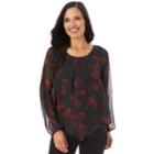 Women's Apt. 9&reg; Layered Front Top, Size: Large, Black Red Floral