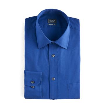Men's Arrow Regular-fit Solid Textured Dress Shirt, Size: S 32-33, Blue (navy)