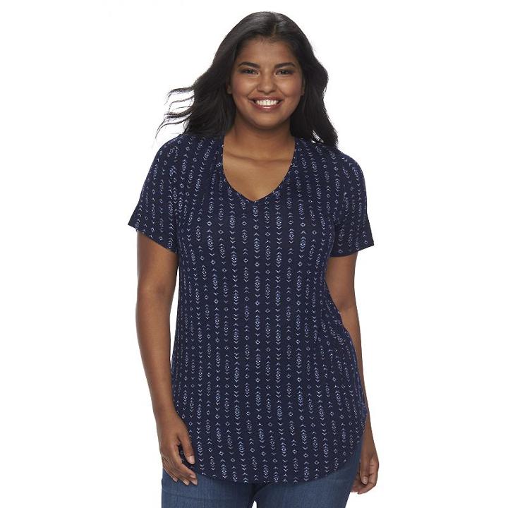Juniors' Plus Size Mudd&reg; V-neck Shirttail Tunic Tee, Girl's, Size: 1xl, Blue