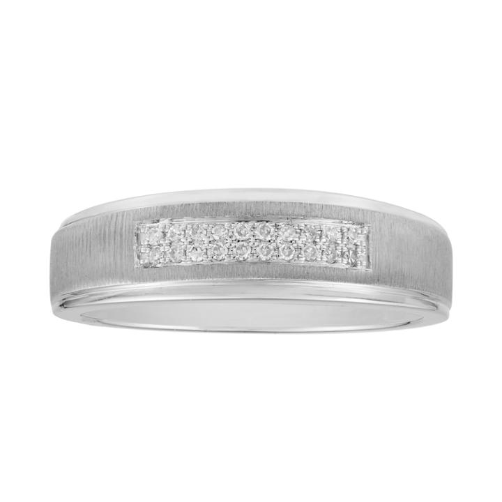 Men's 10k White Gold 1/10 Carat T.w. Diamond Double Row Ring