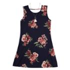 Girls 7-16 Iz Amy Byer Sleeveless Floral Print Dress With Necklace, Size: Large, Navy Floral