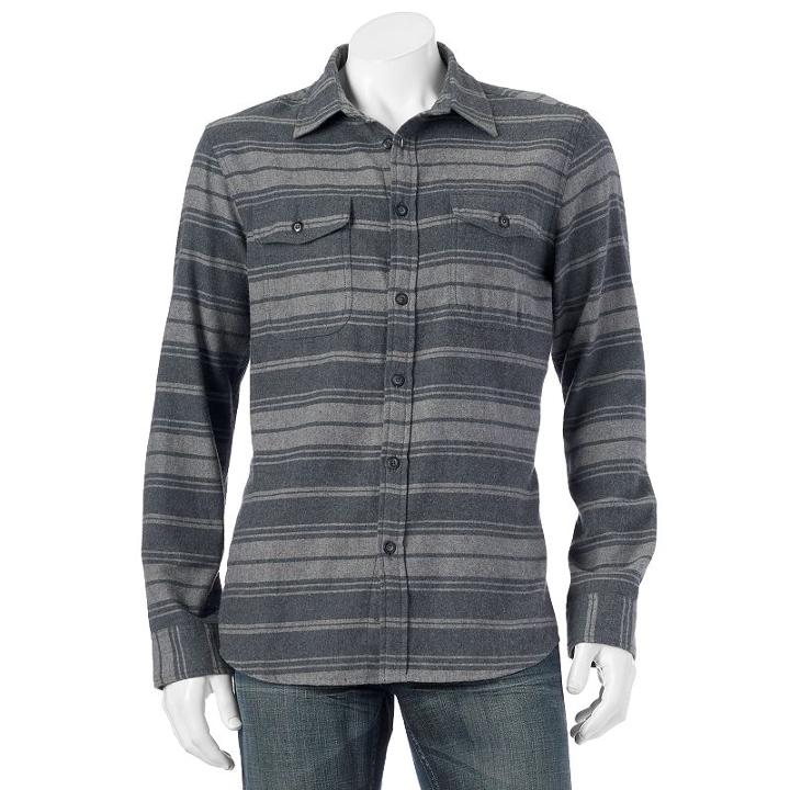 Men's Sonoma Goods For Life&trade; Modern-fit Flannel Shirt, Size: Xl, Grey Other
