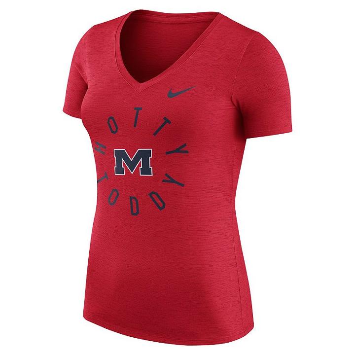 Women's Nike Ole Miss Rebels Dri-fit Touch Tee, Size: Large, Red