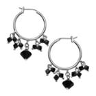 Crystal Avenue Silver-plated Crystal Hoop Earrings - Made With Swarovski Crystals, Women's, Black