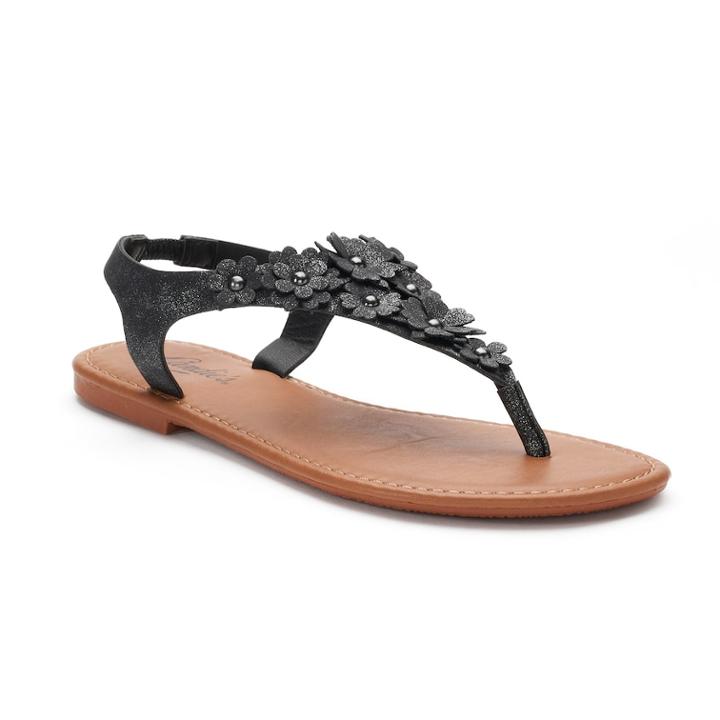 Candie's&reg; Women's Glittery Floral Shield Sandals, Size: Medium, Black