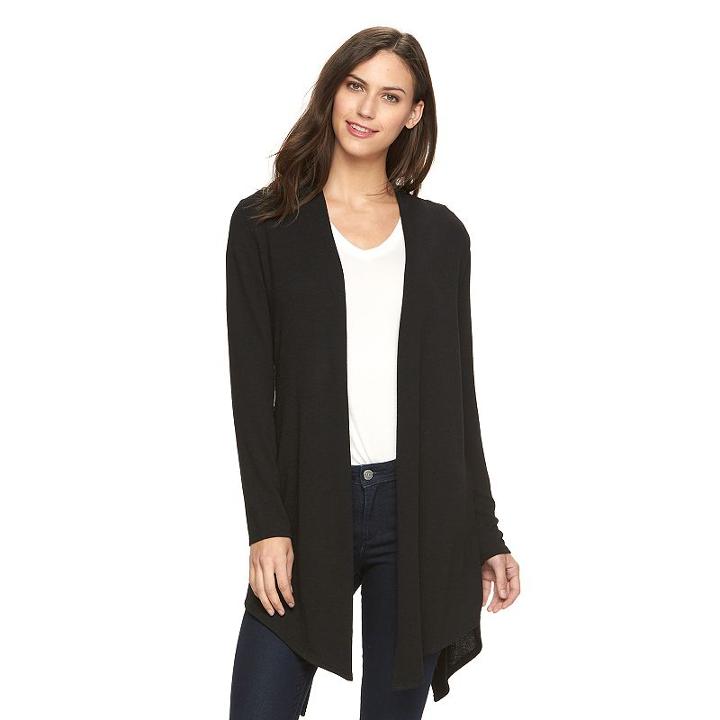 Women's Apt. 9&reg; Split Back Cardigan, Size: Medium, Black