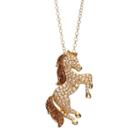 Artistique Crystal 18k Gold Over Silver Horse Pendant Necklace - Made With Swarovski Crystals, Women's, Yellow