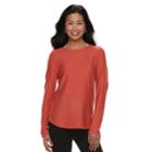 Women's Croft & Barrow&reg; Marled Crewneck Sweater, Size: Large, Med Pink