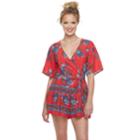 Juniors' Three Pink Hearts Printed Romper, Teens, Size: Small, Med Red