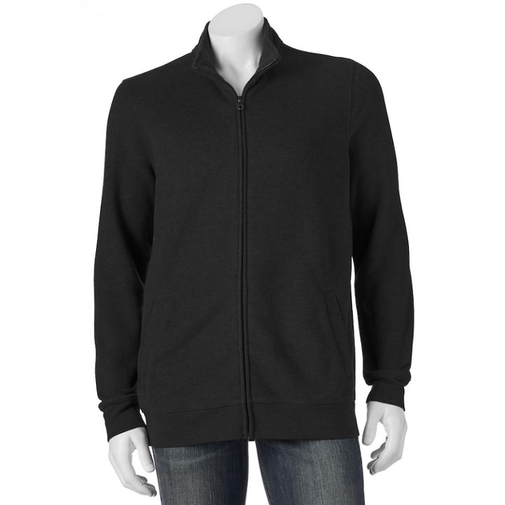 Men's Croft & Barrow Fleece Full-zip Sweatshirt, Size: Medium, Black