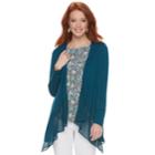 Women's Elle&trade; Mixed-media Flyaway Cardigan, Size: Xs, Dark Blue