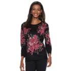Women's Cathy Daniels Floral Embellished Sweater, Size: Large, Red Blooms