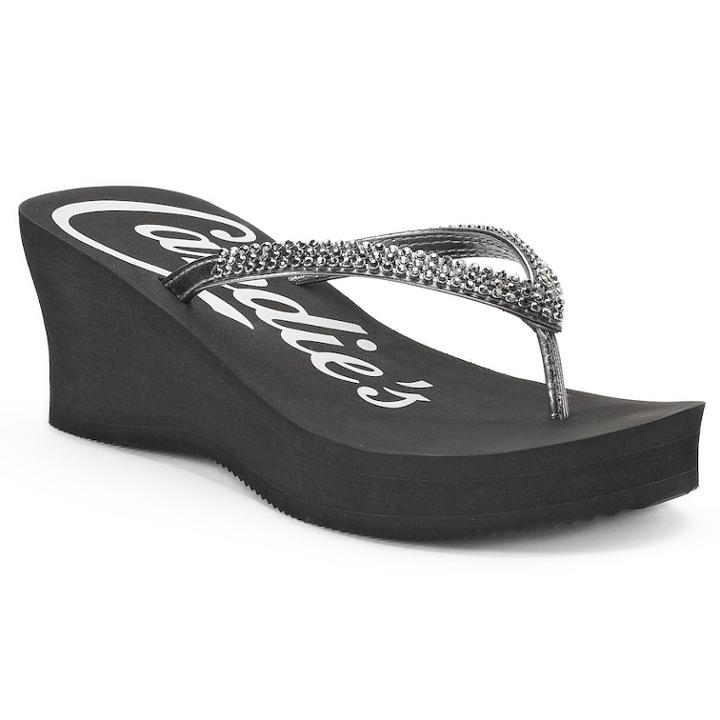 Candies&reg; Women's Bling Wedge Sandals, Size: Medium, Black