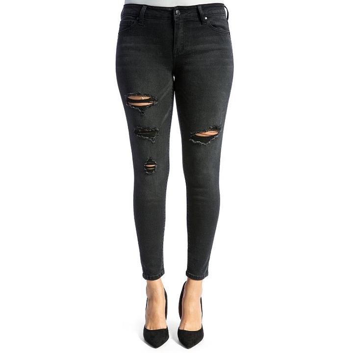 Juniors' Crave Whiskered Ankle Skinny Jeans, Girl's, Size: 1, Black