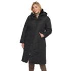 Plus Size Kc Collections Long Puffer Coat With Faux Fur Collar, Women's, Size: 1xl, Black