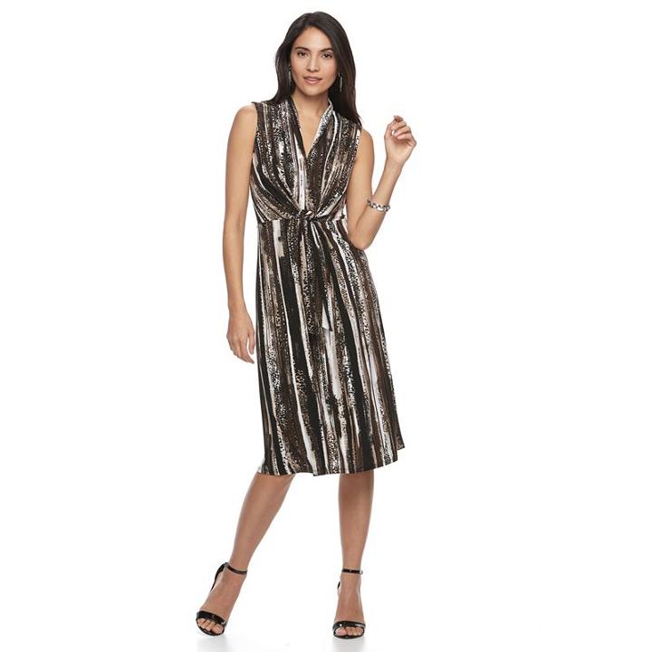 Women's Dana Buchman Crepe Fit & Flare Dress, Size: Large, Dark Beige