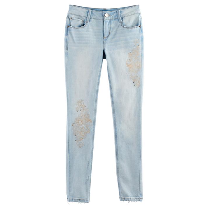 Girls 7-16 & Plus Size Mudd&reg; Light Wash Glitter Detail Skinny Jeans, Size: 12, Blue Other
