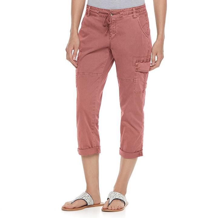 Women's Sonoma Goods For Life&trade; Utility Capris, Size: 12, Light Red