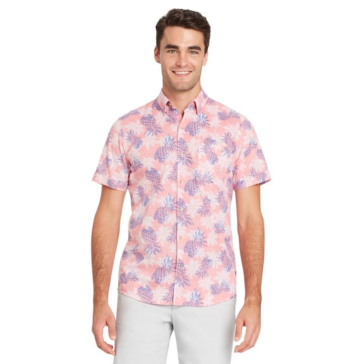 Men's Izod Classic-fit Tropical Button-down Shirt, Size: Xl, Light Pink