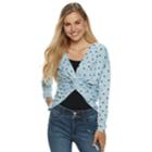 Juniors' Candie's&reg; Printed Twist Reversible Top, Teens, Size: Small, Light Blue