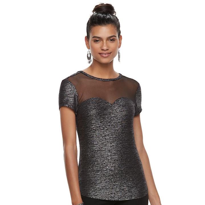 Juniors' Candie's® Illusion Sweetheart Tee, Teens, Size: Small, Black