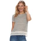 Juniors' Rewind Printed Lace Tee, Teens, Size: Xs, Grey (charcoal)