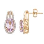 14k Gold Over Silver Rose De France Amethyst & Lab-created White Sapphire Drop Earrings, Women's, Pink