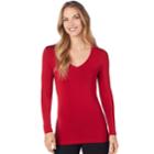 Women's Cuddl Duds Softwear V-neck Top, Size: Xs, Red