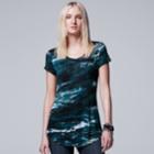Women's Simply Vera Vera Wang Print Scoopneck Tee, Size: Medium, Dark Green
