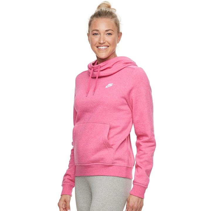 Women's Nike Sportswear Funnel Neck Pullover Hoodie, Size: Xl, Brt Pink