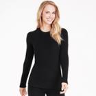 Women's Cuddl Duds Softwear Crewneck Top, Size: Small, Black