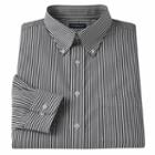 Men's Croft & Barrow&reg; Fitted Patterned Easy-care Button-down-collar Dress Shirt, Size: 14.5-32/33, Black