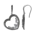 Lavish By Tjm Sterling Silver Cubic Zirconia Heart Drop Earrings - Made With Swarovski Marcasite, Women's, White