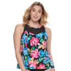 Plus Size Trimshaper Olivia Bust Enhancer High-neck Tankini Top, Women's, Size: 18 W, Floral Multi