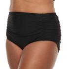 Plus Size Beach Scene Tummy Slimmer Ruched Bikini Bottoms, Women's, Size: 20 W, Black