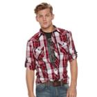 Men's Rock & Republic Plaid Button-down Shirt, Size: Large, Med Red