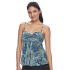 Women's A Shore Fit Tummy Slimmer Mesh Tankini Top, Size: 8, Blue