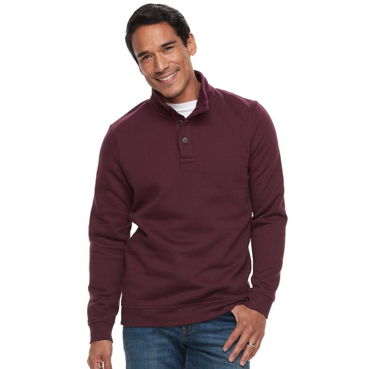 Men's Croft & Barrow&reg; Classic-fit Stretch Fleece Mockneck Pullover, Size: Small, Dark Red